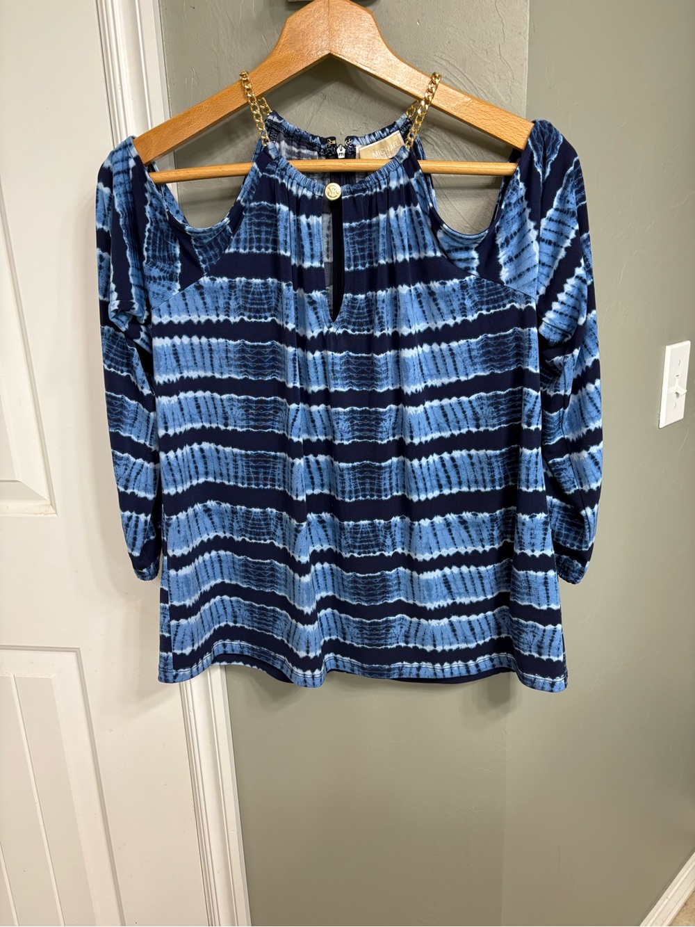 Cold-Shoulder Blue Striped Women’s Top